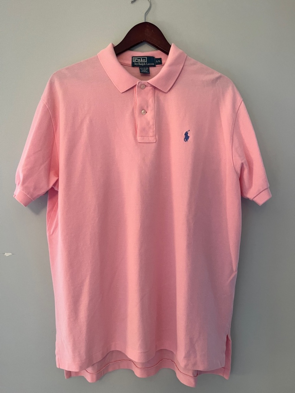 Ralph Lauren Polo Shirt in Soft Pink with Navy Logo